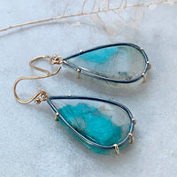 Amazonite in Quartz Teardrop Earrings
